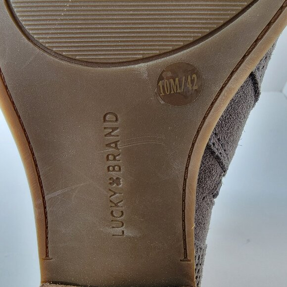 Lucky Brand Ponic Gray Suede Leather Boho Round Toe Ankle Booties, Size 10M - Picture 14 of 14